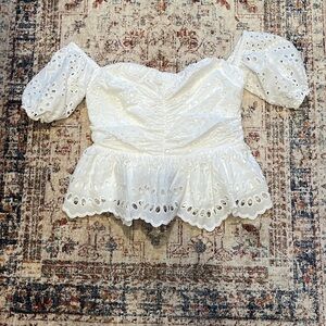 Express Off the Shoulder Eyelet Peplum Top, Size S, Worn Once